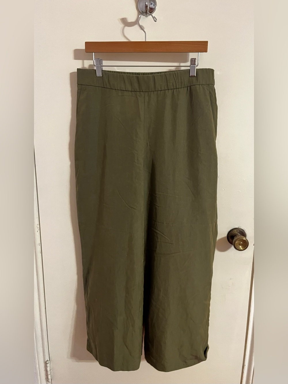 Eileen Fisher Olive Green Wide-Leg Slacks